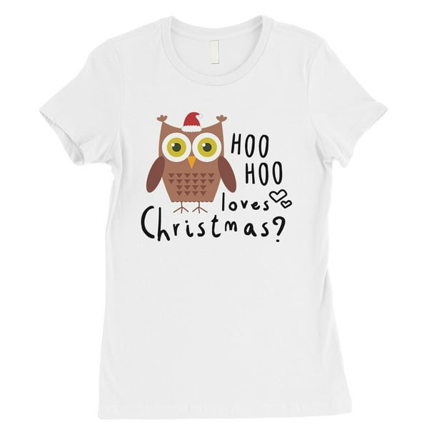 Naughty Nice Christmas Owl Funny WOMENS T SHIRT Xmas party cute Santa present